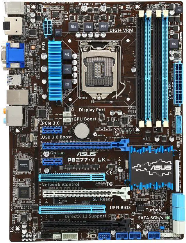 Alt view image 7 of 7 - ASUS P8Z77-V LK-R LGA 1155 Intel Z77 HDMI SATA 6Gb/s USB 3.0 ATX Intel Motherboard with UEFI BIOS - Certified - Grade A