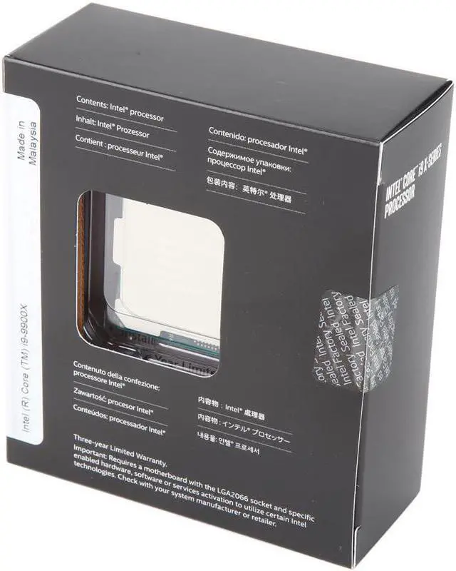 Alt view image 3 of 3 - Intel Core i9 X-Series - Core i9-9900X Skylake X 10-Core 3.5 GHz (4.4 GHz Turbo) LGA 2066 165W BX80673I99900X Desktop Processor