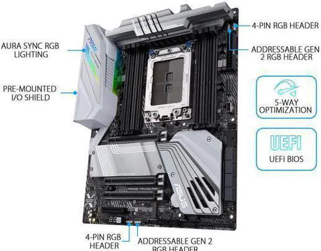 Alt view image 4 of 6 - ASUS PRIME TRX40-PRO sTRX4 AMD TRX40 SATA 6Gb/s ATX AMD Motherboard