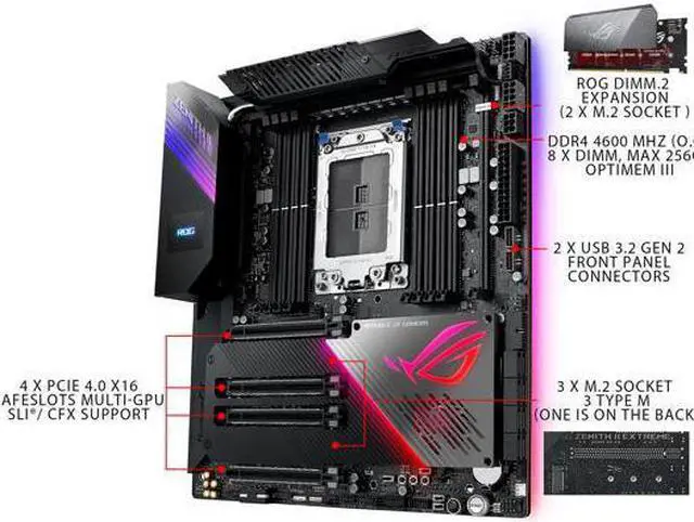 Alt view image 3 of 10 - ASUS ROG ZENITH II EXTREME sTRX4 AMD TRX40 SATA 6Gb/s Extended ATX AMD Motherboard-OEM
