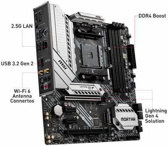 Alt view image 7 of 7 - MSI MAG B550M MORTAR WIFI AM4 AMD B550 SATA 6Gb/s Micro ATX AMD Motherboard