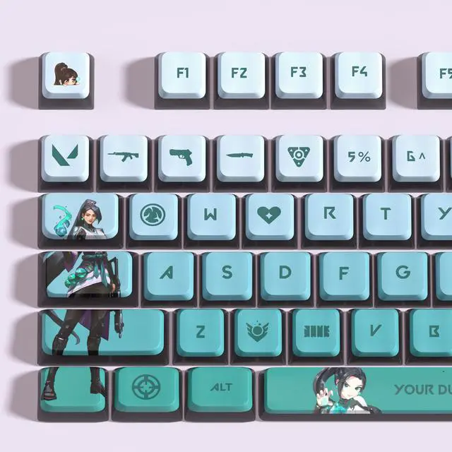 Alt view image 2 of 4 - VALORANT Themed Keycaps Sage Black translucent on all sides PBT heat-sublimation keycaps 119 keys ASA high degree