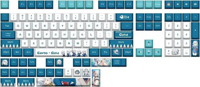 Alt view image 3 of 5 - Vtuber Two-dimensional Gawr Gura PBT heat-sublimation keycaps 132 key set Cherry Height