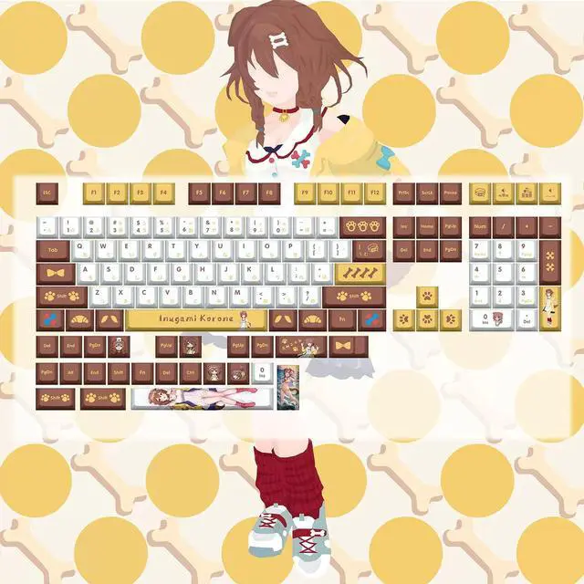 Main image of Vtuber Two-dimensional Inugami Korone PBT heat-sublimation keycaps 132 key set Cherry Height