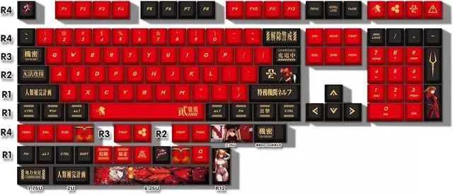 Alt view image 2 of 4 - EVA Mechanical Keyboard Keycaps Asuka Langley Soryu PBT heat-sublimation keycaps 132 key set Cherry Height