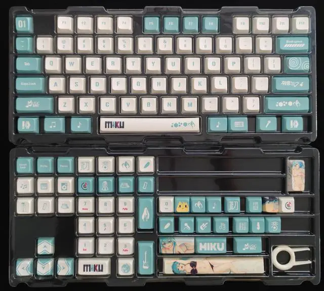 Alt view image 2 of 4 - Two-dimensional Mechanical Keyboard Keycaps Hatsune Miku PBT heat-sublimation keycaps 132 key set Cherry Height