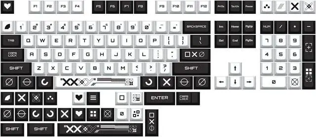 Main image of Two-dimensional Mechanical Keyboard Keycaps Black and white print PBT heat-sublimation keycaps 132 key set Cherry Height
