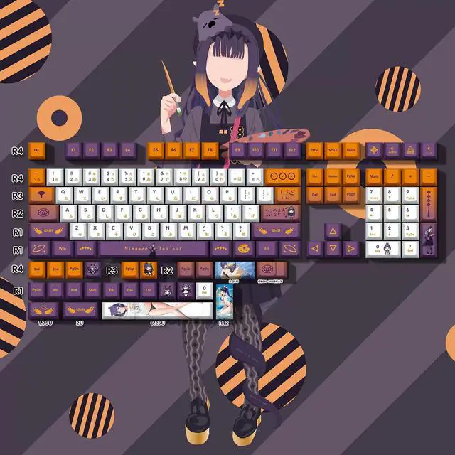 Main image of Vtuber Two-dimensional Ninomae Ina'nis PBT heat-sublimation keycaps 132 key set Cherry Height