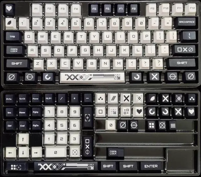 Alt view image 3 of 5 - Two-dimensional Mechanical Keyboard Keycaps Black and white print PBT heat-sublimation keycaps 132 key set Cherry Height