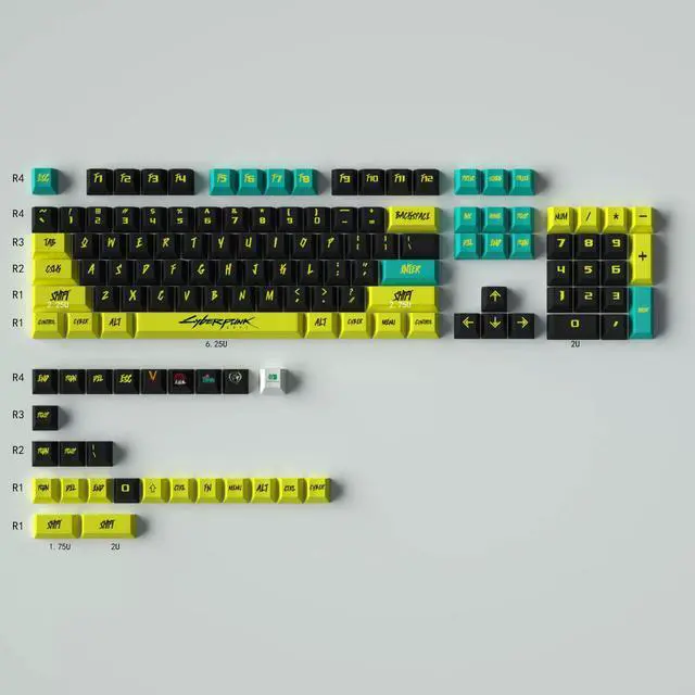 Main image of Mechanical Keyboard Keycaps Cyberpunk PBT heat-sublimation keycaps 129 key set Cherry Height