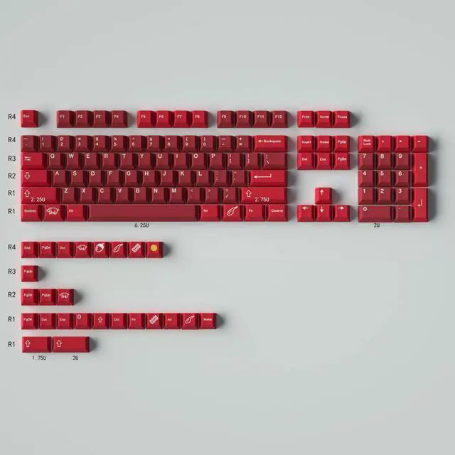 Main image of Mechanical Keyboard Keycaps Dark red JamonPBT heat-sublimation keycaps 129 key set Cherry Height
