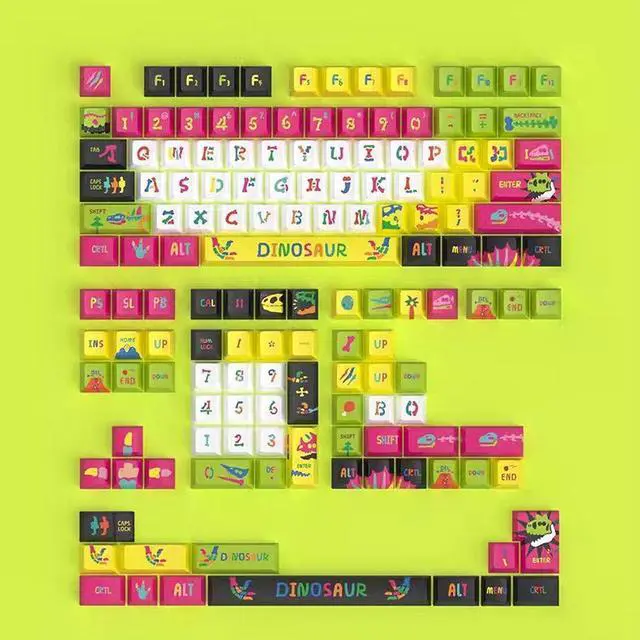 Main image of Mechanical Keyboard Keycaps Colorful Bone Gas Dragon PBT heat-sublimation keycaps 146 key set Cherry Height