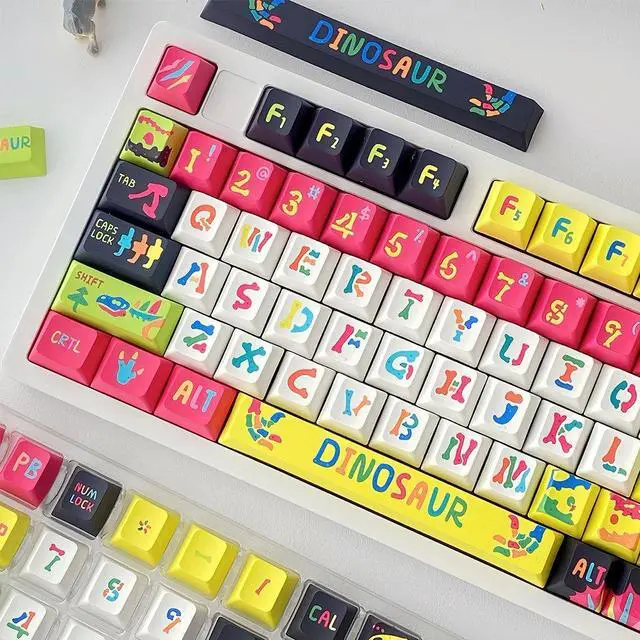 Alt view image 2 of 5 - Mechanical Keyboard Keycaps Colorful Bone Gas Dragon PBT heat-sublimation keycaps 146 key set Cherry Height