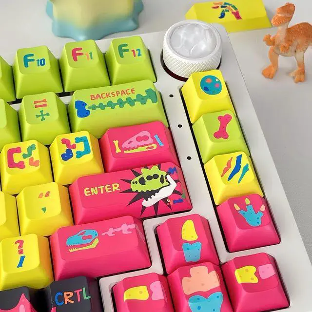 Alt view image 3 of 5 - Mechanical Keyboard Keycaps Colorful Bone Gas Dragon PBT heat-sublimation keycaps 146 key set Cherry Height