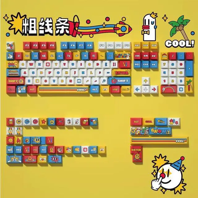 Main image of Mechanical Keyboard Keycaps color cartoon PBT heat-sublimation keycaps 146 key set Cherry Height