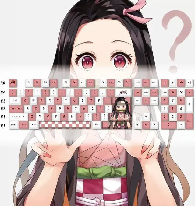 Main image of Mechanical Keyboard Keycaps Kamado Nezuko PBT heat-sublimation keycaps 108 key set Cherry Height