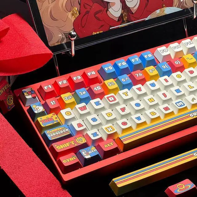 Alt view image 3 of 5 - Mechanical Keyboard Keycaps color cartoon PBT heat-sublimation keycaps 146 key set Cherry Height