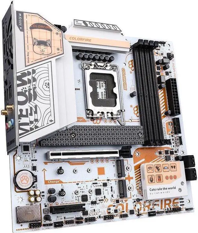 Alt view image 4 of 5 - Colorful COLORFIRE B760M-MEOW WIFI D5 Motherboard Intel B760 LGA 1700 192GB DDR5 M-ATX