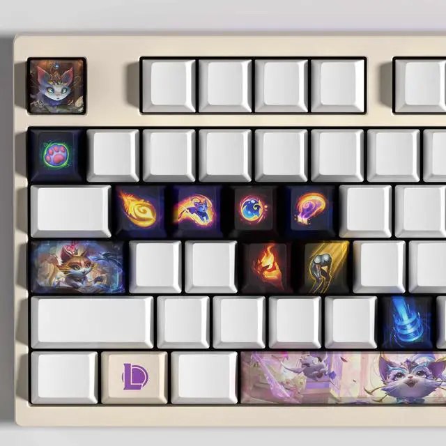 Alt view image 3 of 5 - League of Legends keycap Yuumi PBT heat-sublimation keycaps 14key OEM Height