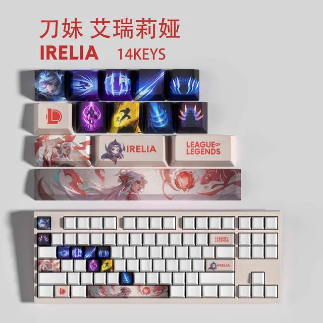Alt view image 2 of 5 - League of Legends keycap Irelia PBT heat-sublimation keycaps 14key OEM Height