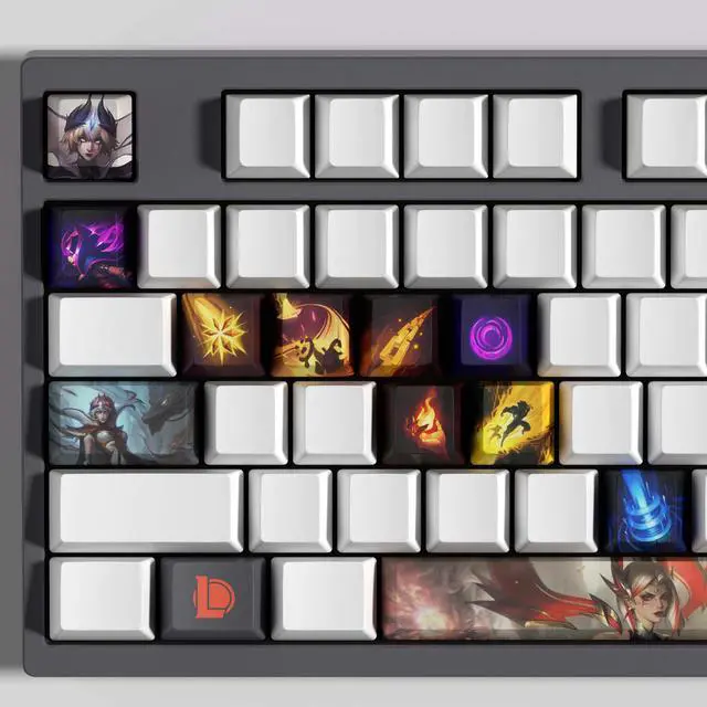Alt view image 2 of 3 - League of Legends keycap LeBlanc PBT heat-sublimation keycaps 14key OEM Height