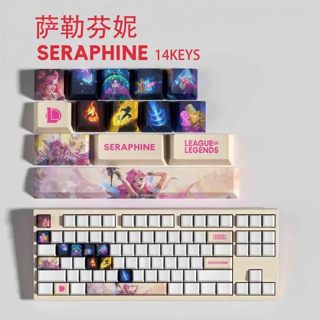 Alt view image 2 of 5 - League of Legends keycap Seraphine PBT heat-sublimation keycaps 14key OEM Height
