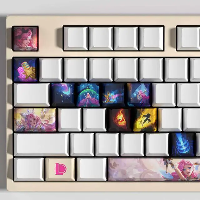 Alt view image 3 of 5 - League of Legends keycap Seraphine PBT heat-sublimation keycaps 14key OEM Height