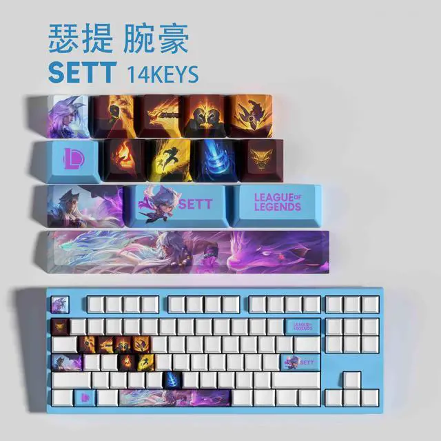 Alt view image 2 of 5 - League of Legends keycap Sett PBT heat-sublimation keycaps 14key OEM Height