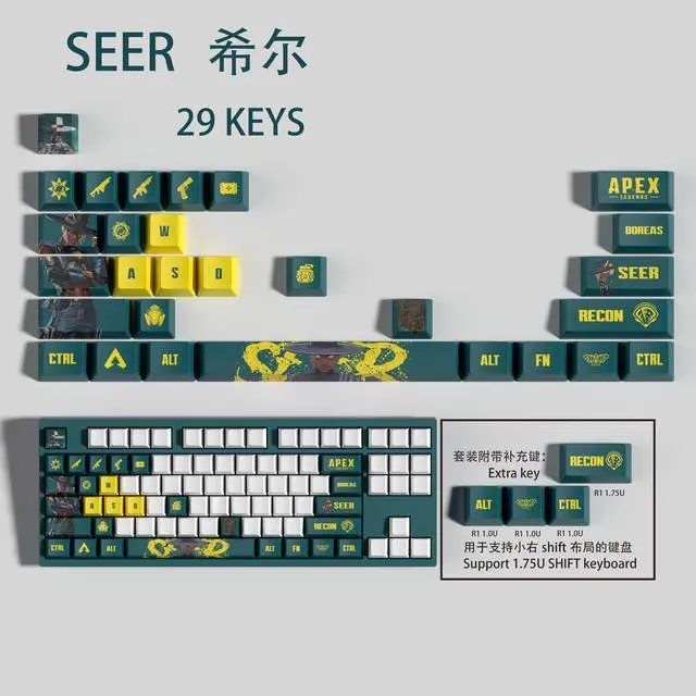 Alt view image 2 of 4 - APEX keycap SEER PBT heat-sublimation keycaps 29key OEM Height