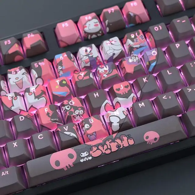 Alt view image 4 of 7 - Kuromi translucency PBT heat-sublimation keycaps 108key Cherry Height