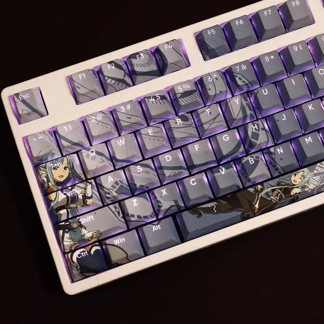 Alt view image 2 of 6 - Sword Art Online Yuuki Asuna translucency PBT heat-sublimation keycaps 108key Cherry Height