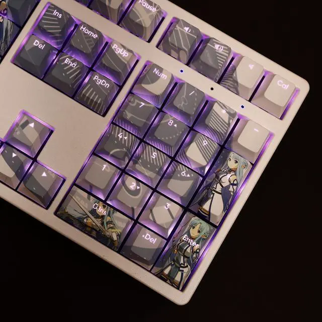 Alt view image 3 of 6 - Sword Art Online Yuuki Asuna translucency PBT heat-sublimation keycaps 108key Cherry Height