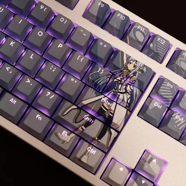 Alt view image 4 of 6 - Sword Art Online Yuuki Asuna translucency PBT heat-sublimation keycaps 108key Cherry Height