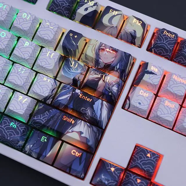 Alt view image 5 of 7 - Honkai: Star Rail Jingliu translucency PBT heat-sublimation keycaps 108key Cherry Height