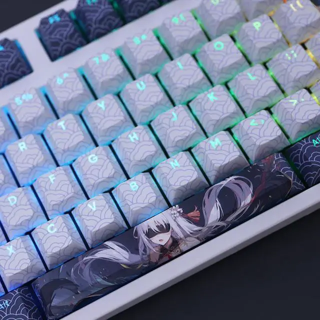 Alt view image 4 of 7 - Honkai: Star Rail Jingliu translucency PBT heat-sublimation keycaps 108key Cherry Height