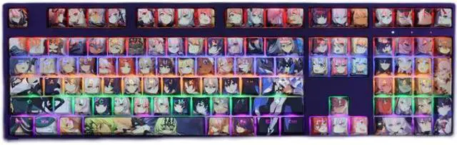 Alt view image 5 of 7 - Honkai Impact 3 All-female character translucency PBT heat-sublimation keycaps 108key Cherry Height