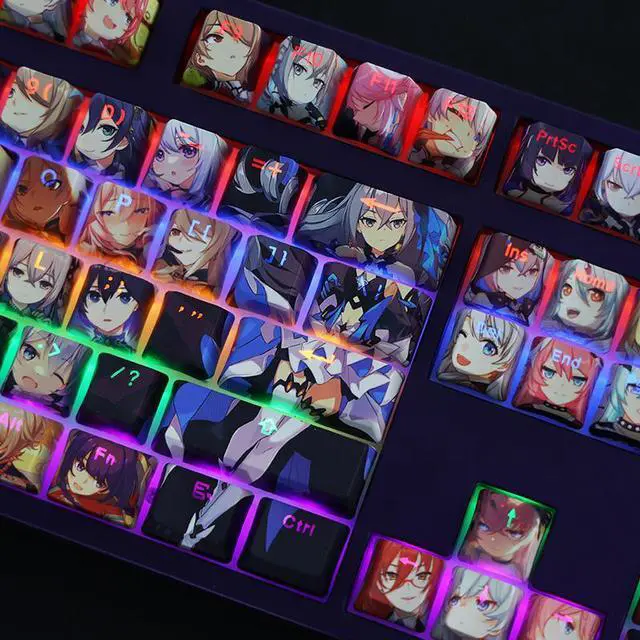 Alt view image 2 of 7 - Honkai Impact 3 All-female character translucency PBT heat-sublimation keycaps 108key Cherry Height