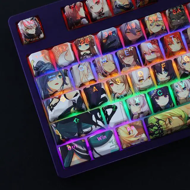 Alt view image 4 of 7 - Honkai Impact 3 All-female character translucency PBT heat-sublimation keycaps 108key Cherry Height