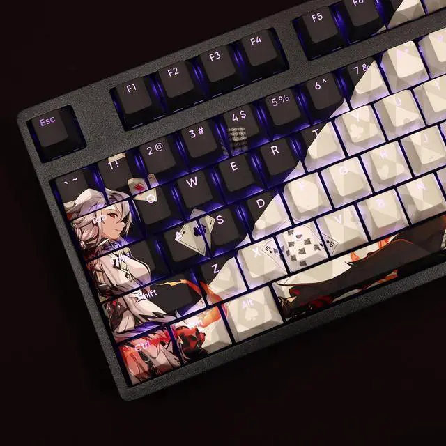 Alt view image 2 of 6 - Genshin Impact Peruere translucency PBT heat-sublimation keycaps 108key Cherry Height