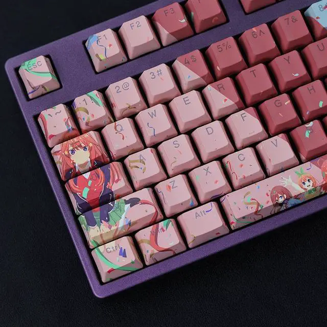 Alt view image 2 of 7 - The Quintessential Quintuplets All-female character translucency PBT heat-sublimation keycaps 108key Cherry Height