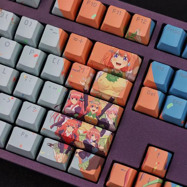 Alt view image 4 of 7 - The Quintessential Quintuplets All-female character translucency PBT heat-sublimation keycaps 108key Cherry Height