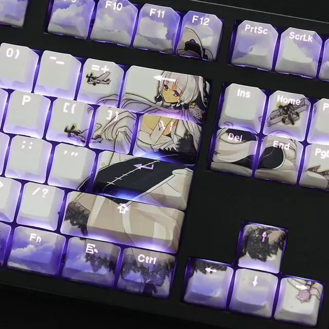 Alt view image 3 of 7 - Azur Lane HMS Illustrious translucency PBT heat-sublimation keycaps 108key Cherry Height