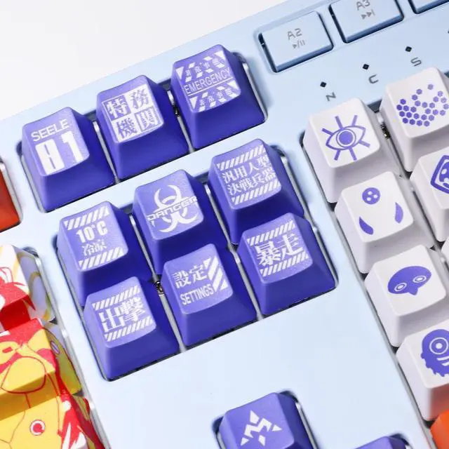 Alt view image 4 of 7 - EVA Asuka AYANAMI REI Light tight PBT heat-sublimation keycaps 108key Cherry Height