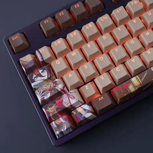 Alt view image 2 of 7 - Honkai: Star Rail Tingyun translucency PBT heat-sublimation keycaps 108key Cherry Height