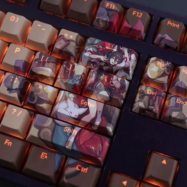 Alt view image 4 of 7 - Honkai: Star Rail Tingyun translucency PBT heat-sublimation keycaps 108key Cherry Height