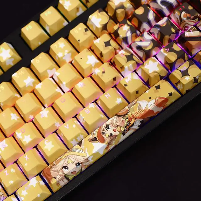 Alt view image 2 of 6 - Genshin Impact Kachina translucency PBT heat-sublimation keycaps 108key Cherry Height