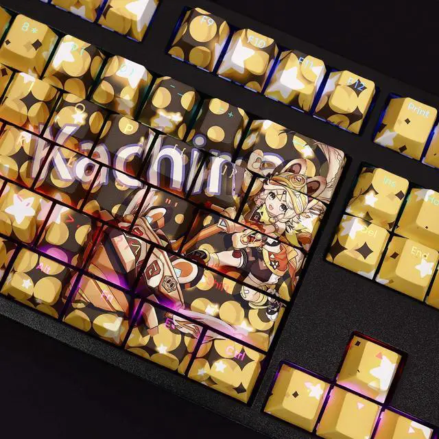 Alt view image 4 of 6 - Genshin Impact Kachina translucency PBT heat-sublimation keycaps 108key Cherry Height