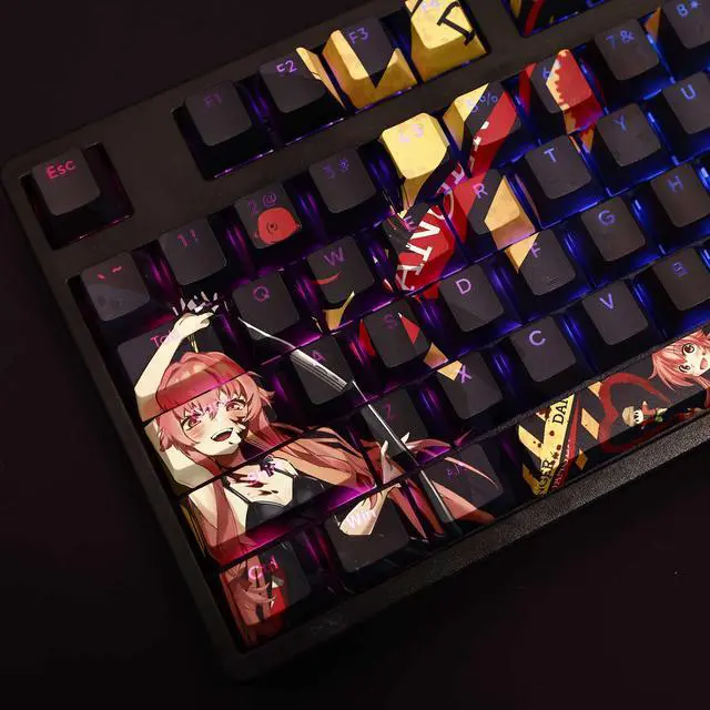 Alt view image 3 of 7 - Mirai Nikki Gasai Yuno translucency PBT heat-sublimation keycaps 108key Cherry Height