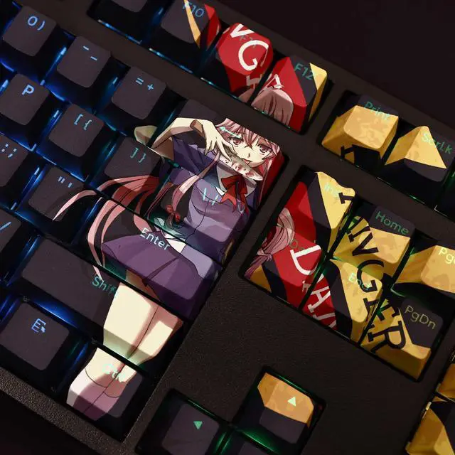 Alt view image 2 of 7 - Mirai Nikki Gasai Yuno translucency PBT heat-sublimation keycaps 108key Cherry Height