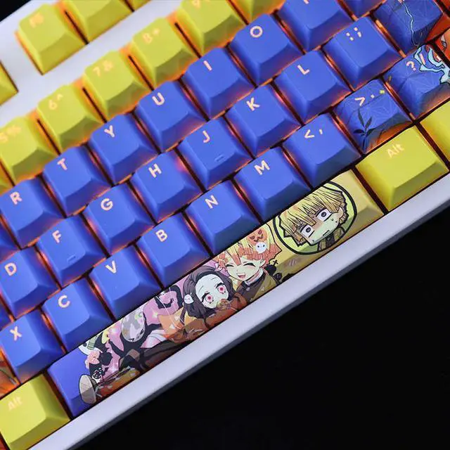 Alt view image 3 of 7 - Demon Slayer Agatsuma Zenitsu translucency PBT heat-sublimation keycaps 108key Cherry Height